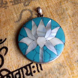 Sterling Silver, and Mother of Pearl Lotus Pendant